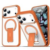 ELEHOLD Case for iPhone 17 Pro Max,Compatible with Mag-safe Military Grade Invisible Kickstand Shockproof Protection Translucent Matte Anti-Scratch Protective Case for iPhone 17 Pro Max,Orange