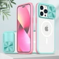 thumbnail image 1 of ELEHOLD Clear Acrylic Case for iPhone 14 Pro Crystal Transparent Sliding Lens Cover Anti-Yellowing Anti-Fingerprint Shockproof Case Compatible with MagSafe (6.1 inch),Skyblue, 1 of 6
