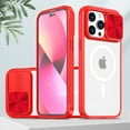 thumbnail image 1 of ELEHOLD Clear Acrylic Case for iPhone 14 Pro Max Crystal Transparent Sliding Lens Cover Anti-Yellowing Anti-Fingerprint Shockproof Case Compatible with MagSafe (6.7 inch), Red, 1 of 6