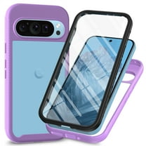 ELEHOLD Clear Case for Google Pixel 10 /10 Pro, Built-in Screen Protector Protective Front Case Rugged Clear Back Shockproof Scratch-Resistant Non-Yellowing Case for Google Pixel 10 /10 Pro,Purple