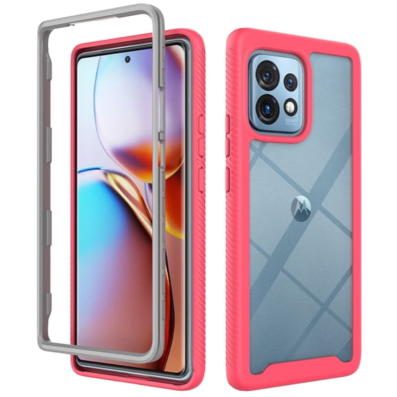 ELEHOLD Clear Case for Motorola Moto Edge+ 2023,Rugged Transparent Clear Back Shell Shockproof Flexible Bumper Scratch-Resistant Non-Yellowing Case for Motorola Edge+ 2023,Pink