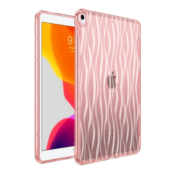 ELEHOLD Clear Case for New iPad 5th/6th Generation 11 inch, Water Ripples Pattern Soft TPU Cover with Shockproof Corner ,Slim&Lightweight for iPad Pro 11 (2024), Pink