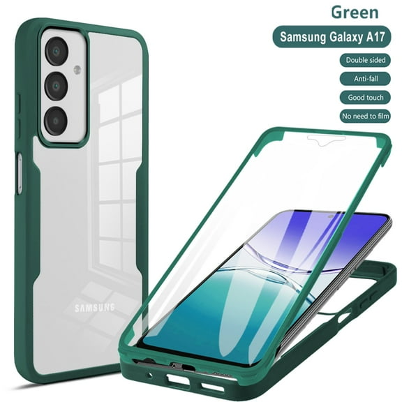 ELEHOLD Clear Case for Samsung Galaxy A17 5G Full Body Protection Case with Built-in Screen Protector,Slim Thin Shockproof Anti-Scratch Case for Samsung A17 5G,Darkgreen