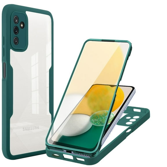 ELEHOLD Clear Case for Samsung Galaxy A24 4G Full Body Protection Case with Built-in Screen Protector,Slim Thin Shockproof Anti-Scratch Transparent Clear Case for Samsung Galaxy A24 4G,Darkgreen