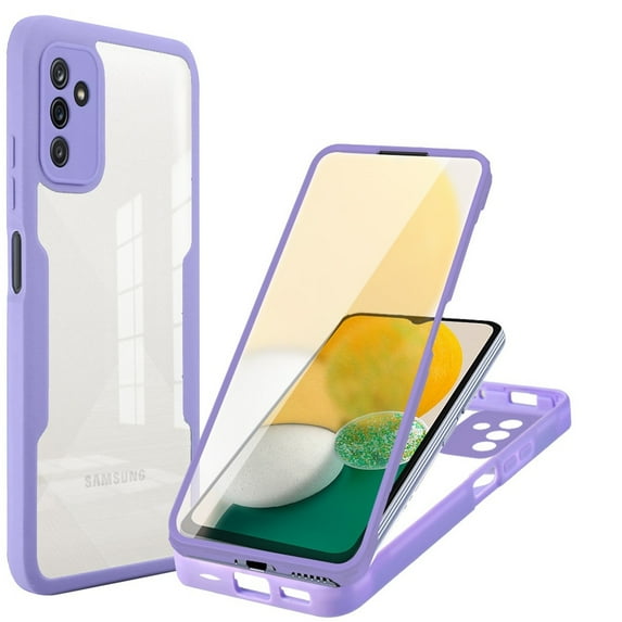 ELEHOLD Clear Case for Samsung Galaxy A24 4G Full Body Protection Case with Built-in Screen Protector,Slim Thin Shockproof Anti-Scratch Transparent Clear Case for Samsung Galaxy A24 4G,Purple