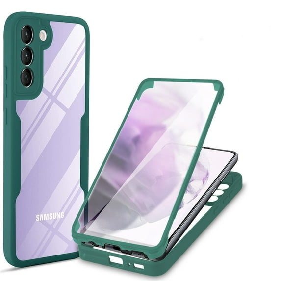 ELEHOLD Clear Case for Samsung Galaxy S23 FE Full Body Protection Case with Built-in Screen Protector,Slim Thin Shockproof Anti-Scratch Transparent Clear Case for Samsung Galaxy S23 FE,Darkgreen