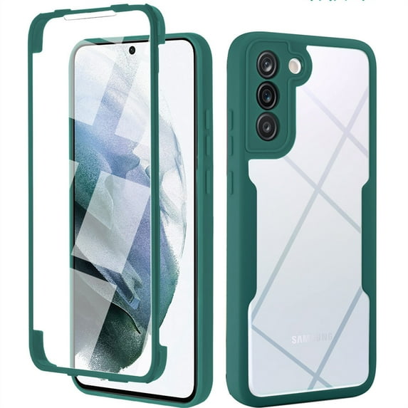 ELEHOLD Clear Case for Samsung Galaxy S23 Full Body Protection Case with Built-in Screen Protector,Slim Thin Shockproof Anti-Scratch Case for Samsung S23 6.1 Inch,Darkgreen