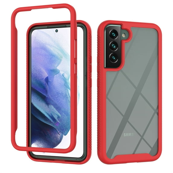 ELEHOLD Clear Case for Samsung Galaxy S24,Rugged Transparent Back Shell Shockproof Flexible Bumper Anti-Scratch Non-Yellowing Case for Samsung Galaxy S24,Red