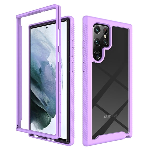 ELEHOLD Clear Case for Samsung Galaxy S24 Ultra,Rugged Transparent Back Shell Shockproof Flexible Bumper Anti-Scratch Non-Yellowing Case for Samsung Galaxy S24 Ultra,Purple