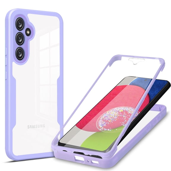 ELEHOLD Clear Case for Samsung Galaxy S26 FE Full Body Protection Case with Built-in Screen Protector,Slim Thin Shockproof Anti-Scratch Case for Samsung Galaxy S26 FE,Purple