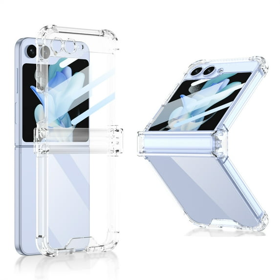 ELEHOLD Clear Case for Samsung Galaxy Z Flip 5 Case with Built-in Small Screen Protector Hinge Protection Ultra Slim Fit Shockproof Clear Case for Samsung Galaxy Z Flip5 2023,Clear