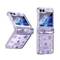 thumbnail image 1 of ELEHOLD Clear Case for Samsung Galaxy Z Flip 5,Clear Back PC Plating Bumper with Cute Stars for Women Girls Hybrid Shockproof Hinge Protective Case for Samsung Galaxy Z Flip5 2023,Purple, 1 of 6