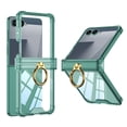 thumbnail image 1 of ELEHOLD Clear Case for Samsung Galaxy Z Flip 7 with Ring Holder, Shockproof Shock-Absorbent Ring Holder Hinge Protection Cover Lightweight Anti-Scratch Protective Case,Green, 1 of 7