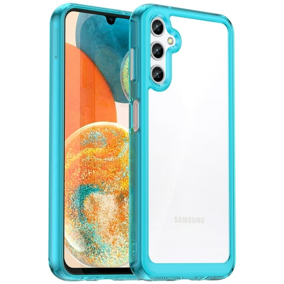 ELEHOLD Clear Case for Samsung Galaxy A14 5G Acrylic Transparent Non-Yellowing Slim Lightweight Shockproof Clear Case,Sky Blue