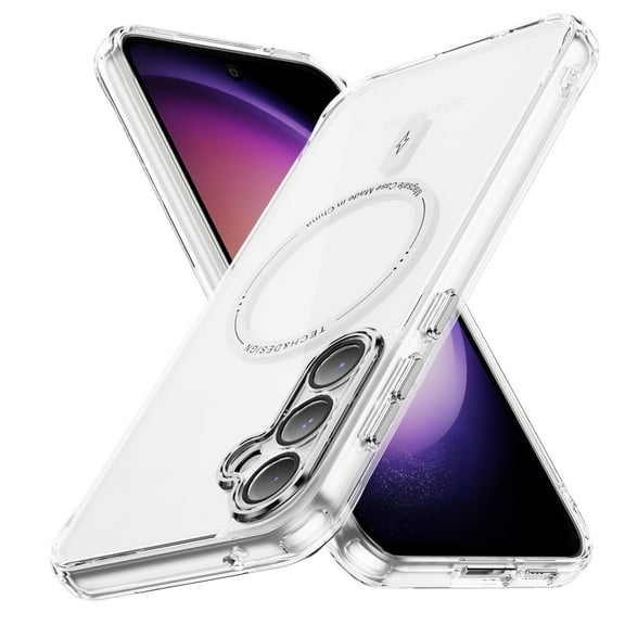 ELEHOLD Clear Case for Samsung Galaxy A55, Shockproof Anti-Yellowing Magnetic Phone Case,Ultra Slim Anti-Scratch Hard Back Cover,Clear