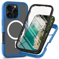 thumbnail image 1 of ELEHOLD Clear Case for iPhone 12 Pro / 12 6.1", Hard PC Back 3in1 Shockproof Rugged Magnetic Case with Screen Protector,Darkblue, 1 of 5