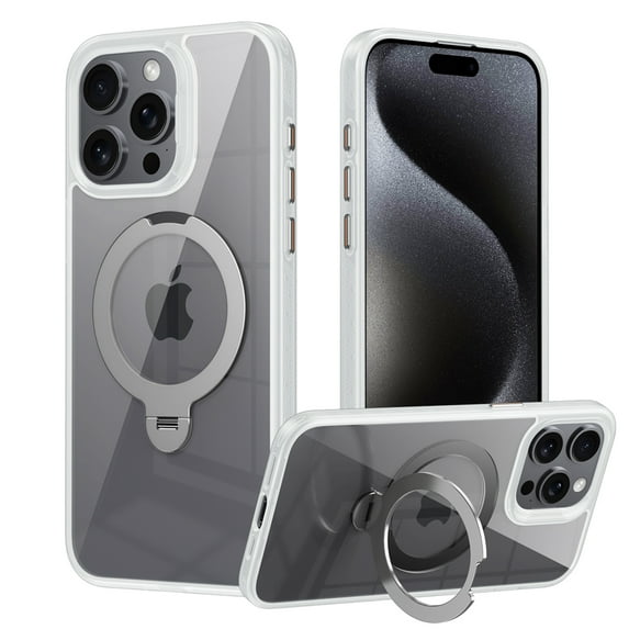 ELEHOLD Clear Case for iPhone 12 Pro / 12 6.1", Magnetic Translucent Clear Case with Invisible Stand,Clear