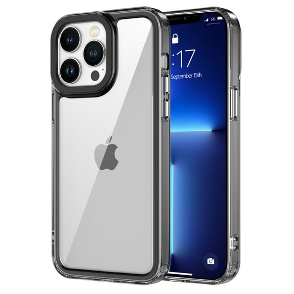ELEHOLD Clear Case for iPhone 13, Not-Yellowing Shockproof Case Anti-Scratch Slim Protective Cover,Black