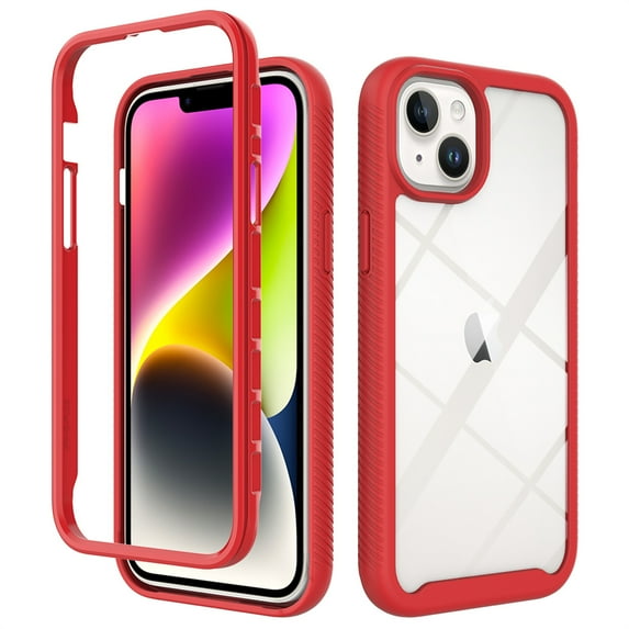 ELEHOLD Clear Case for iPhone 15,Rugged Transparent Back Shell Shockproof Flexible Bumper Anti-Scratch Non-Yellowing Case for iPhone 15 -6.1" ,Red