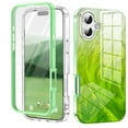 thumbnail image 1 of ELEHOLD Clear Case for iPhone 16 Plus, Full Body Rugged Case Built with Screen Protector,Soft TPU Bumper Gradient Feather Design Case,Green, 1 of 6
