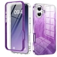 thumbnail image 1 of ELEHOLD Clear Case for iPhone 16 Plus, Full Body Rugged Case Built with Screen Protector,Soft TPU Bumper Gradient Feather Design Case,Purple, 1 of 6