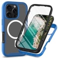 thumbnail image 1 of ELEHOLD Clear Case for iPhone 16 Pro Max, Hard PC Back 3in1 Shockproof Rugged Magnetic Case with Screen Protector,Darkblue, 1 of 5
