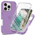 thumbnail image 1 of ELEHOLD Clear Case for iPhone 16 Pro, Shockproof Full Body Rugged Case with PC Front Cover,Purple, 1 of 6