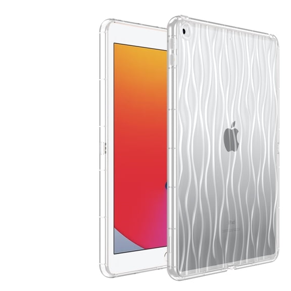 ELEHOLD Clear Case for iPad 9th/8th/7th Generation 10.2" 2021/2020/2019, with Ripple Design Transparent Anti-Yellowing Slim Lightweight Soft Shockproof Case for iPad 10.2 inch,Clear