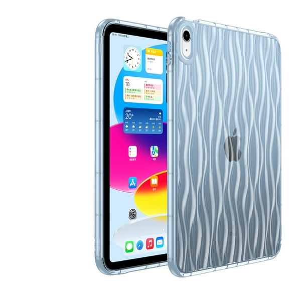 ELEHOLD Clear Case for iPad Mini 6th Generation 8.3" 2021, with Ripple Design Transparent Anti-Yellowing Slim Lightweight Soft Shockproof Case for iPad mini 6,Blue