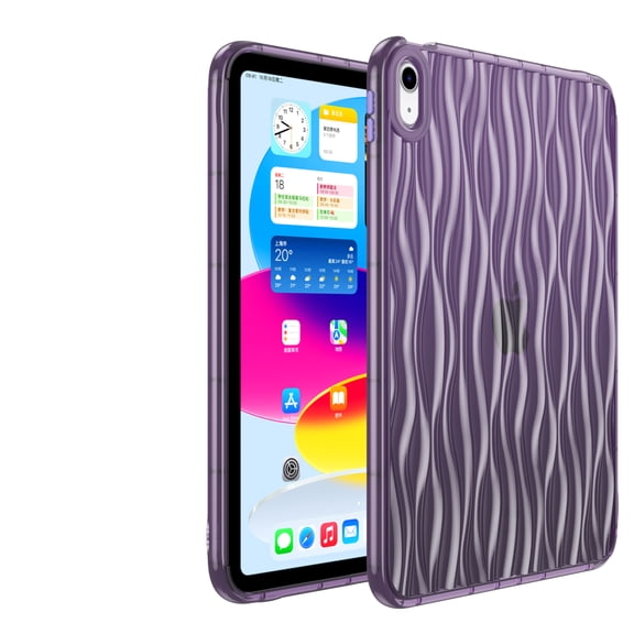 ELEHOLD Clear Case for iPad Mini 6th Generation 8.3" 2021, with Ripple Design Transparent Anti-Yellowing Slim Lightweight Soft Shockproof Case for iPad mini 6,Deep Purple