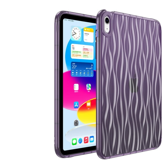 ELEHOLD Clear Case for iPad Mini 6th Generation 8.3" 2021, with Ripple Design Transparent Anti-Yellowing Slim Lightweight Soft Shockproof Case for iPad mini 6,Deep Purple