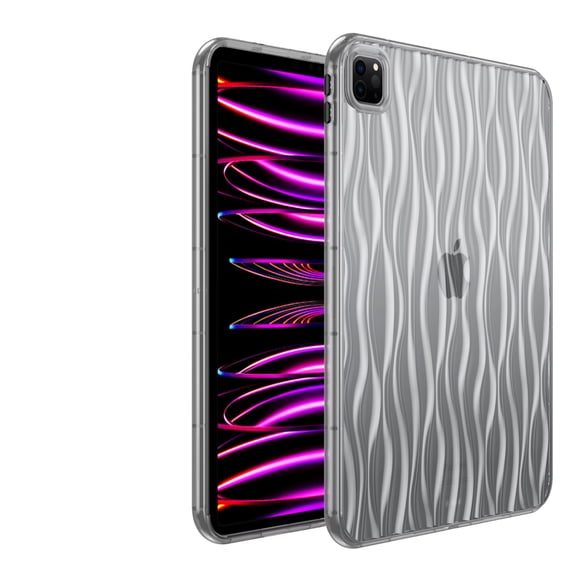 ELEHOLD Clear Case for iPad Pro 11" 2022/2021/2020/2018, with Ripple Design Transparent Anti-Yellowing Slim Lightweight Soft Shockproof Case for iPad Pro 11 inch,Black
