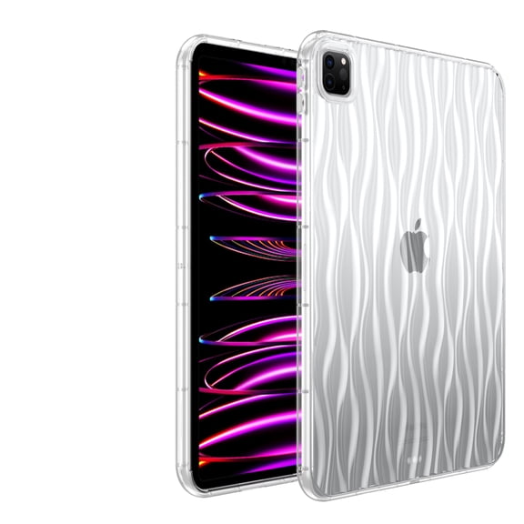 ELEHOLD Clear Case for iPad Pro 11" 2022/2021/2020/2018, with Ripple Design Transparent Anti-Yellowing Slim Lightweight Soft Shockproof Case for iPad Pro 11 inch,Clear