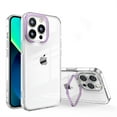 thumbnail image 1 of ELEHOLD Clear Case for iPhone 13 Pro Max 6.7 inch Crystal Transparent Slim Thin Case with Invisible Bracket Kickstand Function Anti-Yellowing Shockproof Soft Case,Purple, 1 of 6