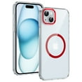 thumbnail image 1 of ELEHOLD Clear Case for iPhone 15, Compatible with Mag safe Accessory Military Grade Drop Protection Anti-Yellowing Clear Slim Rugged Shockproof Protective Case for iPhone 15,Red, 1 of 8