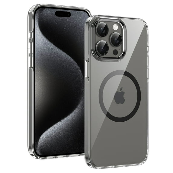 ELEHOLD Clear Case for iPhone 15 Pro, Compatible with Mag safe Accessory Military Grade Drop Protection Anti-Yellowing Clear Slim Rugged Shockproof Protective Case for iPhone 15 Pro,Black