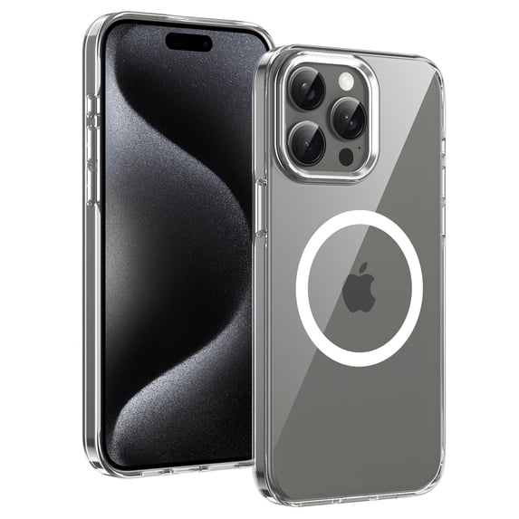 ELEHOLD Clear Case for iPhone 15 Pro Max, Compatible with Mag safe Accessory Military Grade Drop Protection Anti-Yellowing Clear Slim Rugged Shockproof Protective Case for iPhone 15 Pro Max,Silver