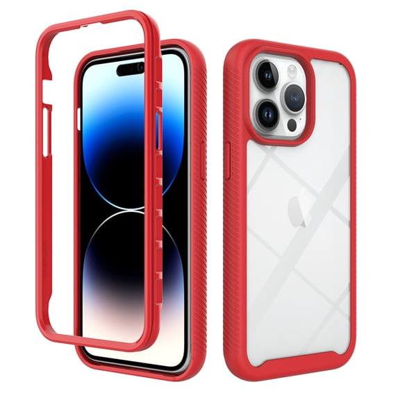 ELEHOLD Clear Case for iPhone 15 Pro Max,Rugged Transparent Back Shell Shockproof Flexible Bumper Anti-Scratch Non-Yellowing Case for iPhone 15 Pro Max 6.7" ,Red