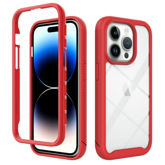 ELEHOLD Clear Case for iPhone 15 Pro,Rugged Transparent Back Shell Shockproof Flexible Bumper Anti-Scratch Non-Yellowing Case for iPhone 15 Pro 6.1" ,Red