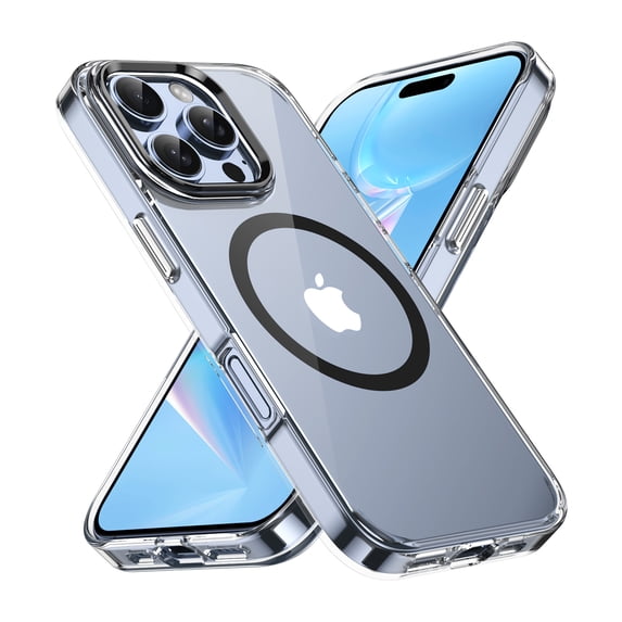 ELEHOLD Clear Case for iPhone 16 Pro, Compatible with Mag safe Accessory Military Grade Drop Protection Anti-Yellowing Clear Slim Rugged Shockproof Protective Case for iPhone 16 Pro,Black