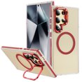 thumbnail image 1 of ELEHOLD Clear Frosted Rugged Case For Samsung Galaxy S23 Ultra Magnetic Shockproof Cover, MagSafe Compatible, Skin-Friendly, With Metal Lens Protection Frame Kickstand, Red, 1 of 9
