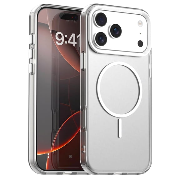 ELEHOLD Clear Magnetic Case For Apple iPhone 17 Pro , Shock-Absorbent Magnetic Anti-Scratch PC+TPU Anti-Fingerprint Wireless Charging Matte Non-Slip Lightweight Cover,White