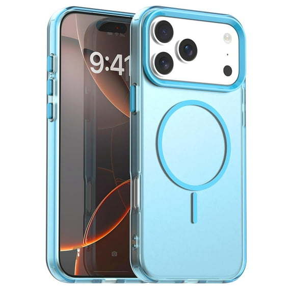 ELEHOLD Clear Magnetic Case For Apple iPhone Air , Shock-Absorbent Magnetic Anti-Scratch PC+TPU Anti-Fingerprint Wireless Charging Matte Non-Slip Lightweight Cover,Blue