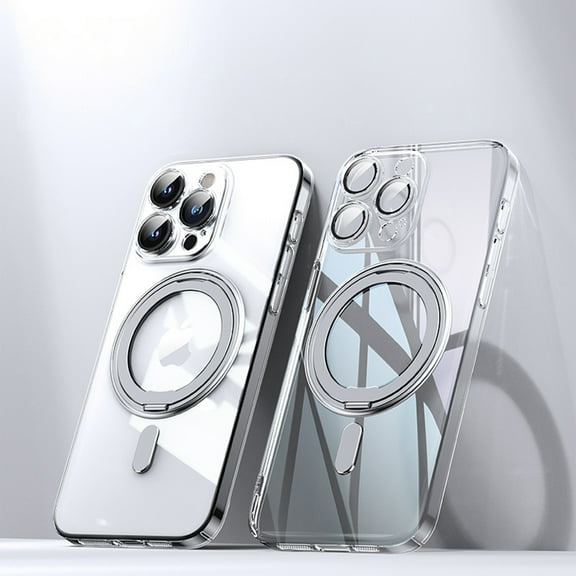 ELEHOLD Clear Magnetic Case for iPhone 14 Crystal Clear Anti-Yellowing Case with 360° Rotation Ring Stand Bracket Non-Slip Shockproof Anti-Scratch Case for iPhone 14  6.1",Clear