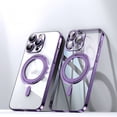 thumbnail image 1 of ELEHOLD Clear Magnetic Case for iPhone 15,Crystal Clear Anti-Yellowing Case with 360° Rotation Ring Stand Bracket Non-Slip Shockproof Anti-Scratch Case for iPhone 15 6.1",Purple, 1 of 9