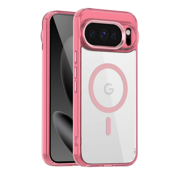 ELEHOLD Clear Magnetic Phone Case for Google Pixel 10 /10 Pro, Compatible with Wireless Charging Slim Translucent Matte Back Shockproof Anti-Fingerprint Cover for Google Pixel 10 /10 Pro,Pink