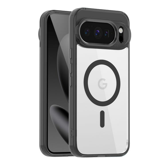 ELEHOLD Clear Magnetic Phone Case for Google Pixel 10 /10 Pro, Compatible with Wireless Charging Slim Translucent Matte Back Shockproof Anti-Fingerprint Cover for Google Pixel 10 /10 Pro,Black