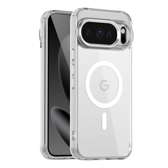 ELEHOLD Clear Magnetic Phone Case for Google Pixel 10 Pro XL, Compatible with Wireless Charging Slim Translucent Matte Back Shockproof Anti-Fingerprint Cover for Google Pixel 10 Pro XL,White