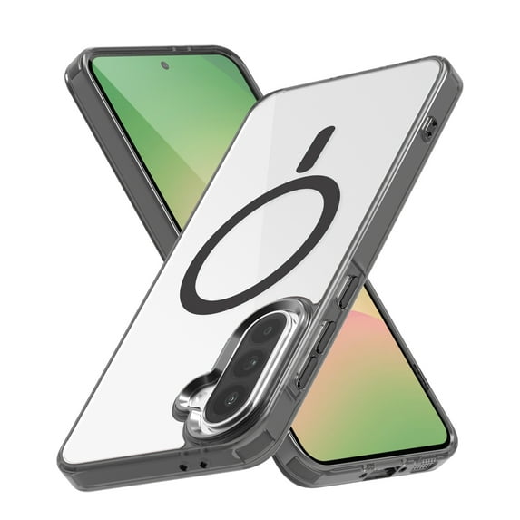 ELEHOLD Clear Magnetic Phone Case for Samsung Galaxy A26 5G, Compatible with Wireless Charging Slim Translucent Matte Back Shockproof Anti-Fingerprint Cover for Samsung Galaxy A26 5G,Black