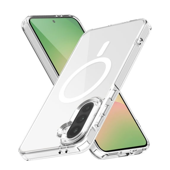ELEHOLD Clear Magnetic Phone Case for Samsung Galaxy A55, Compatible with Wireless Charging Slim Translucent Matte Back Shockproof Anti-Fingerprint Cover for Samsung Galaxy A55,White